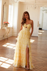 Print Sleeveless A-line Tiered Gown by Juliet JT2508A - Long Formal Dresses