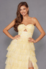 Print Sleeveless A-line Tiered Gown by Juliet JT2508A - Long Formal Dresses