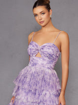 Print Sleeveless A-line Tiered Gown by Juliet JT2508A