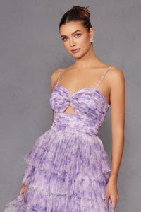Print Sleeveless A-line Tiered Gown by Juliet JT2508A - Long Formal Dresses