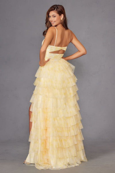 Print Sleeveless A-line Tiered Gown by Juliet JT2508A - Long Formal Dresses