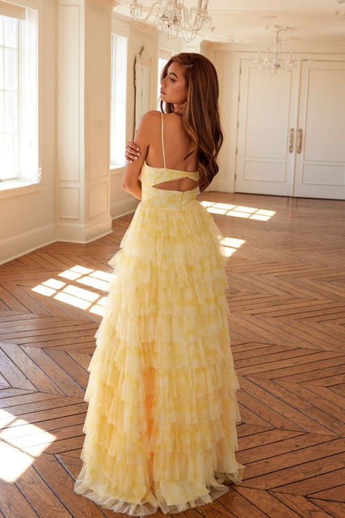 Print Sleeveless A-line Tiered Gown by Juliet JT2508A - Long Formal Dresses