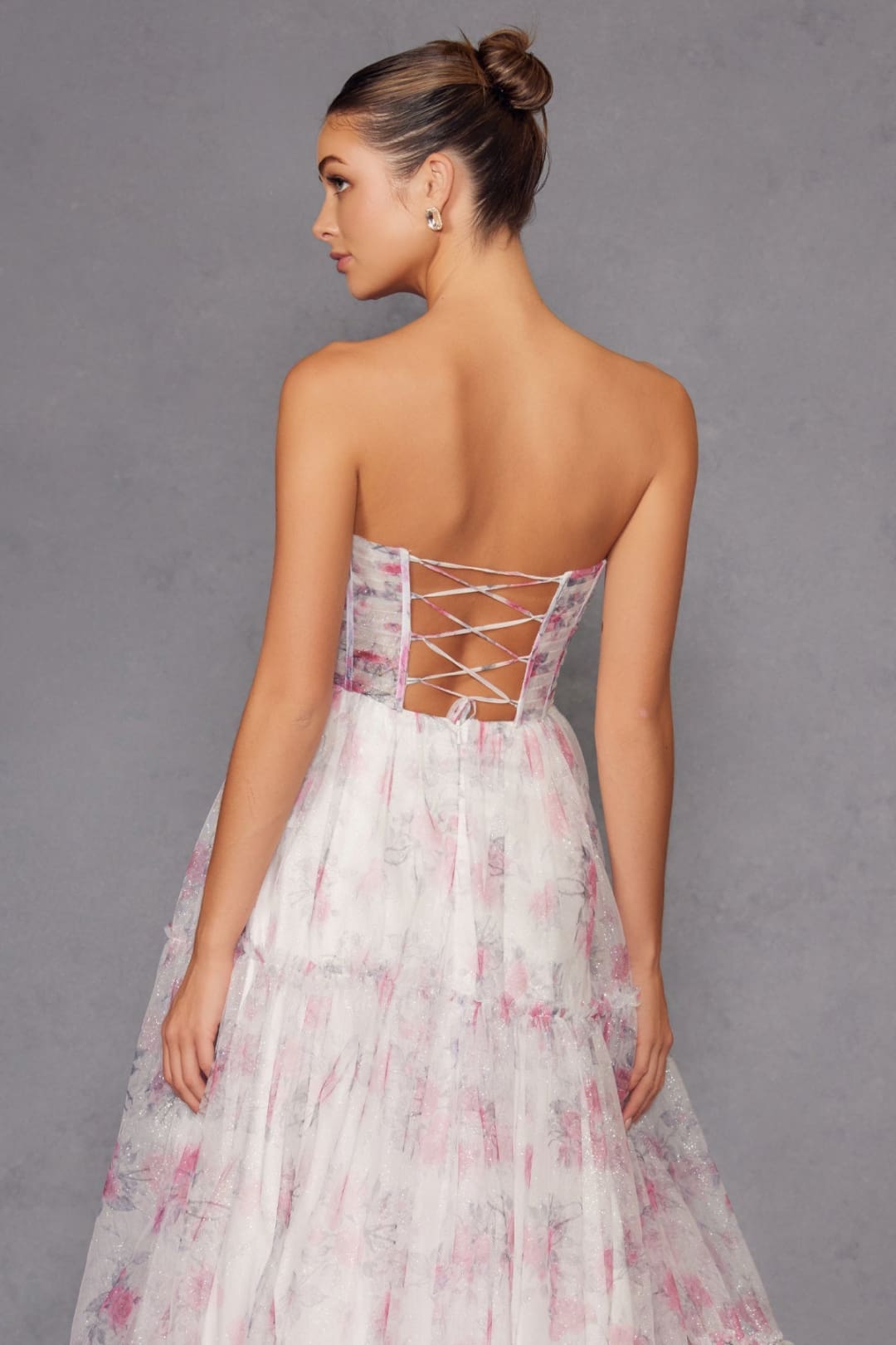 Print Strapless A-line Gown by Juliet JT2507A - Long Formal Dresses