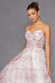 Print Strapless A-line Gown by Juliet JT2507A - Long Formal Dresses