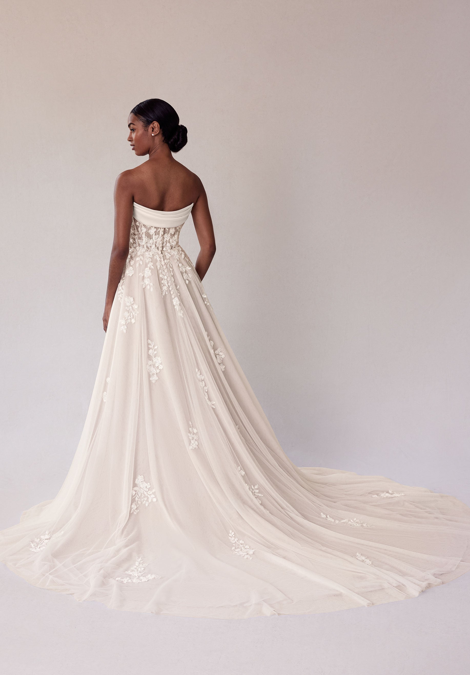 MGNY Madeline Gardner New York 2707 A Line Corset Lace Long Wedding Dress