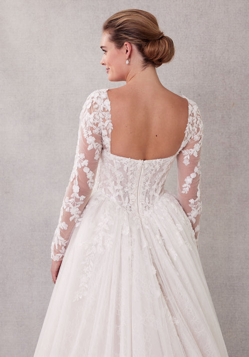 MGNY Madeline Gardner New York 2714 Long Ball Gown Beaded Lace Wedding Dress