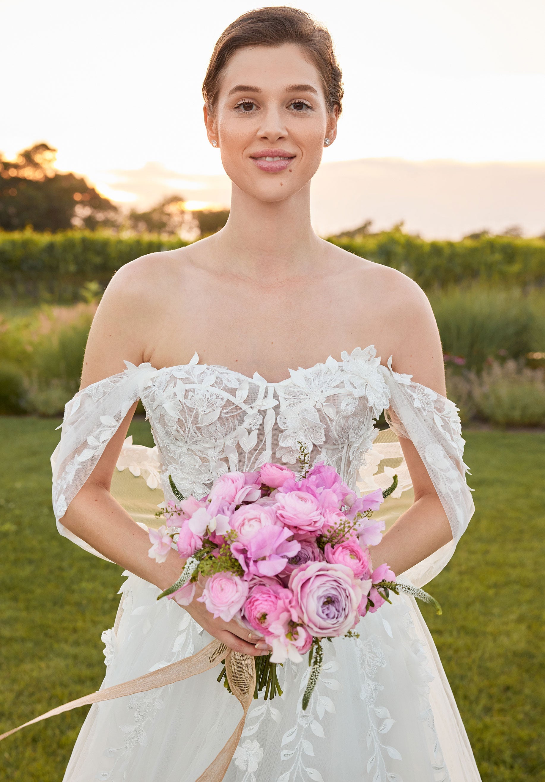 MGNY Madeline Gardner New York 2716 3D Floral Lace A Line Wedding Dress