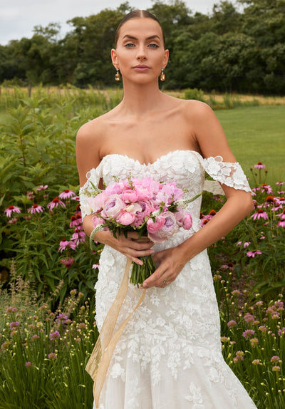 MGNY Madeline Gardner New York 2718 Long Beaded Lace Applique Wedding Dress