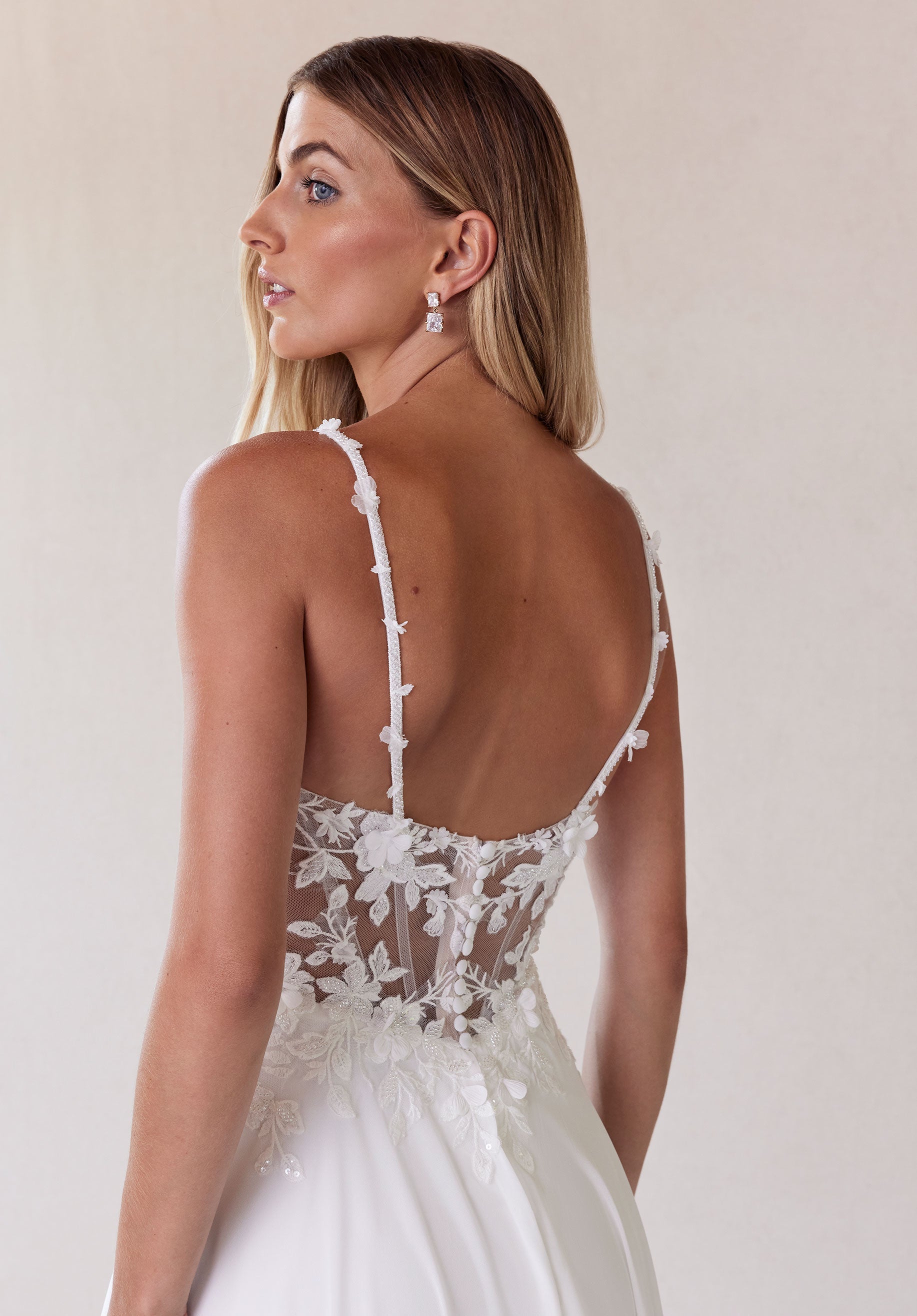 MGNY Madeline Gardner New York 2730 Long Beaded A Line Wedding Dress