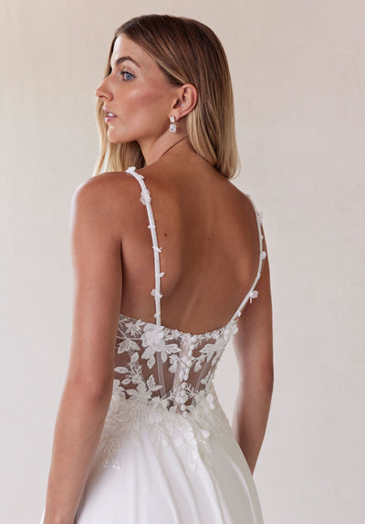 MGNY Madeline Gardner New York 2730 Long Beaded A Line Wedding Dress