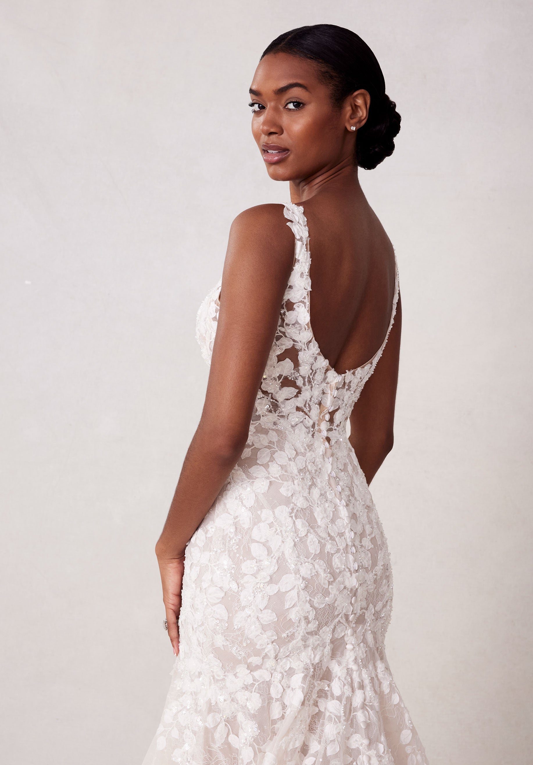 MGNY Madeline Gardner New York 2731 Long Beaded Lace Wedding Dress