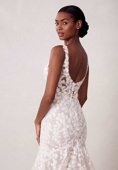 MGNY Madeline Gardner New York 2731 Long Beaded Lace Wedding Dress