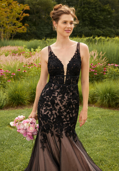 MGNY Madeline Gardner New York 2746 Beaded Lace Long Mermaid Wedding Dress