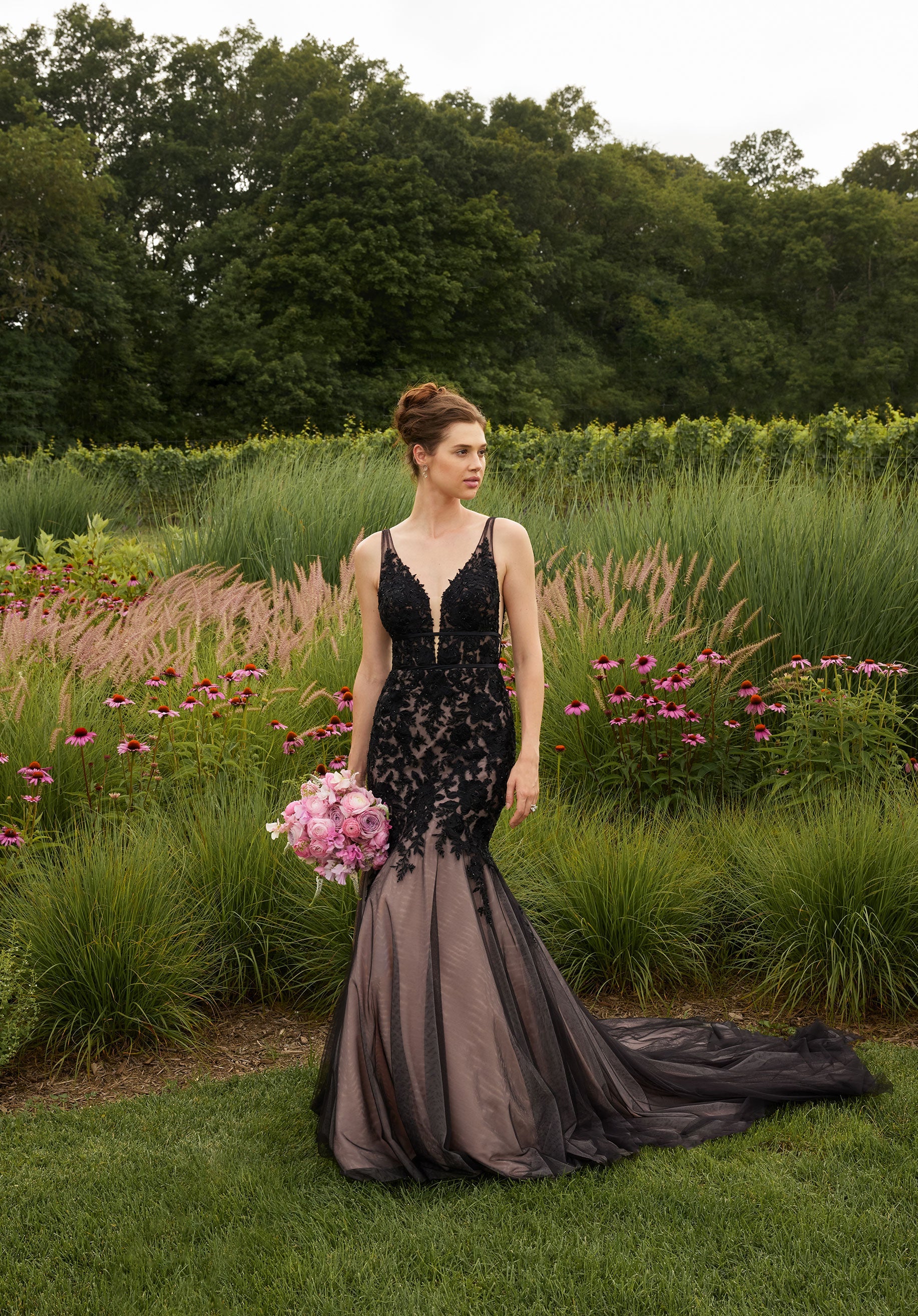 MGNY Madeline Gardner New York 2746 Beaded Lace Long Mermaid Wedding Dress