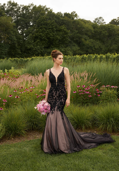 MGNY Madeline Gardner New York 2746 Beaded Lace Long Mermaid Wedding Dress