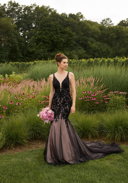 MGNY Madeline Gardner New York 2746 Beaded Lace Long Mermaid Wedding Dress