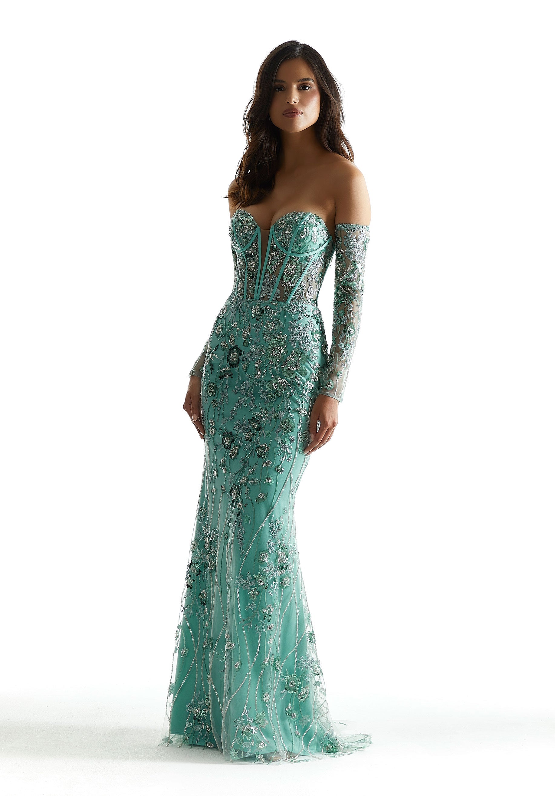 Prom Dresses Long Pattern Formal Sequin Prom Dress Sea Glass