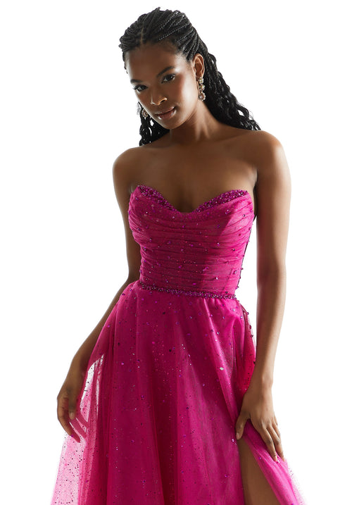 Madeline Gardner New York 49028 Long A Line Formal Beaded Prom Dress