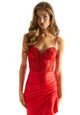 Madeline Gardner New York 49030 Long Formal Ruffle Slit Corset Prom Dress