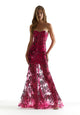 Prom Dresses Long Formal Floral Sequin Prom Dress Fuchsia