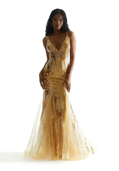Prom Dresses Long Formal Mermaid Evening prom Dress Gold