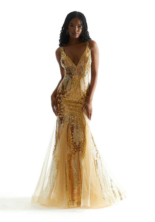 Prom Dresses Long Formal Mermaid Evening prom Dress Gold