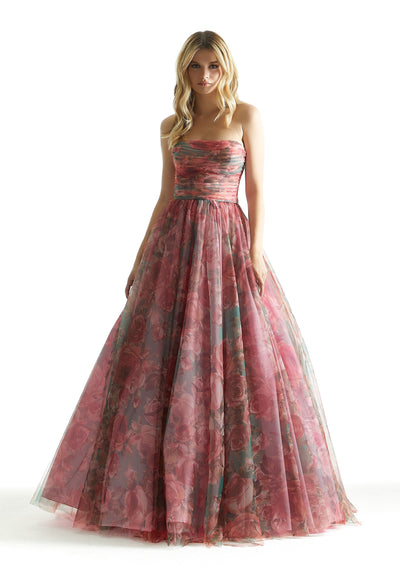 Prom Dresses Long Ball Gown Floral Print Prom Dress Bubble/Multi