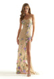 Prom Dresses Long Formal Floral Applique Prom Dress Nude/Multi