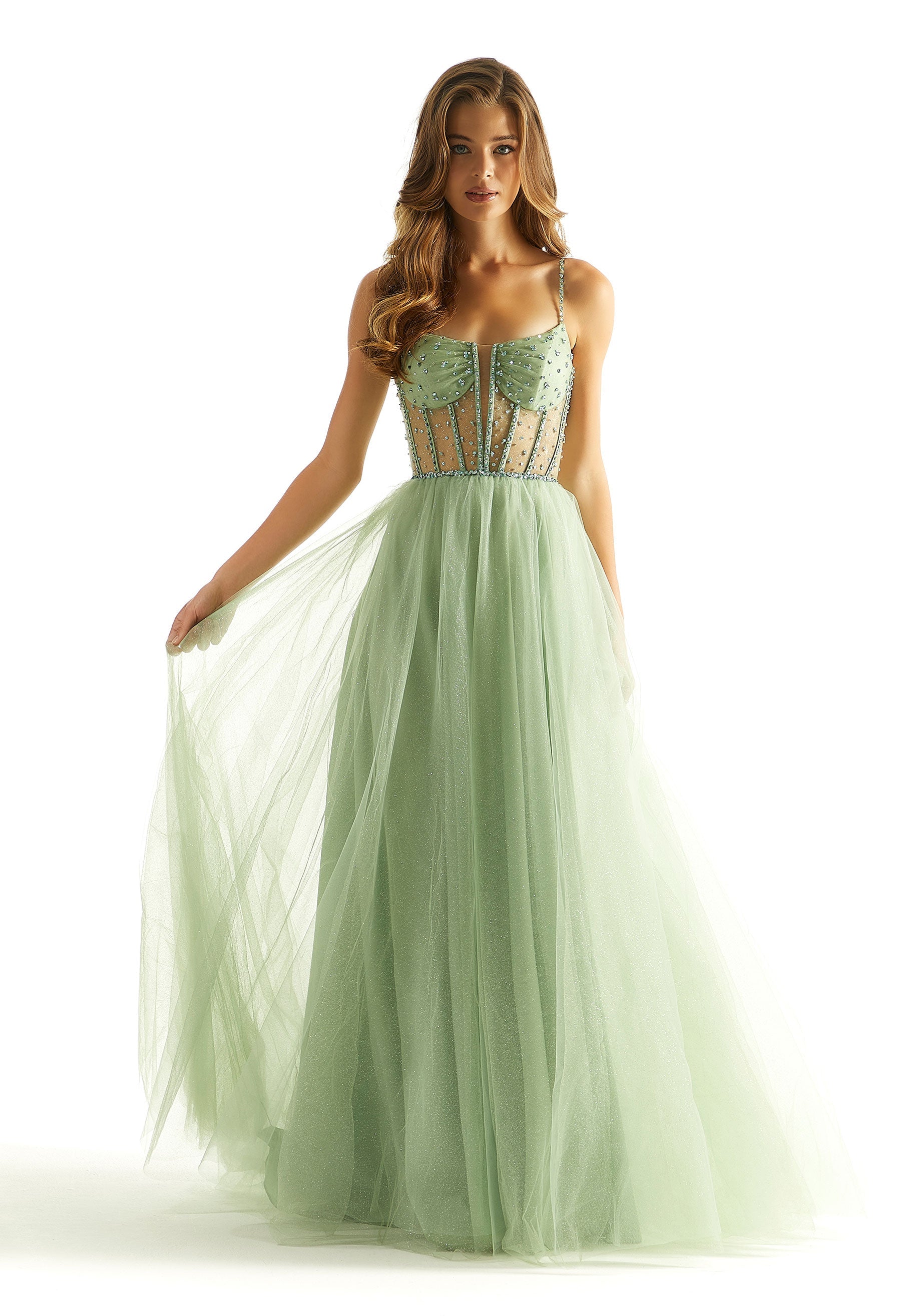 Prom Dresses A Line Formal Long Corset Prom Dress Sage