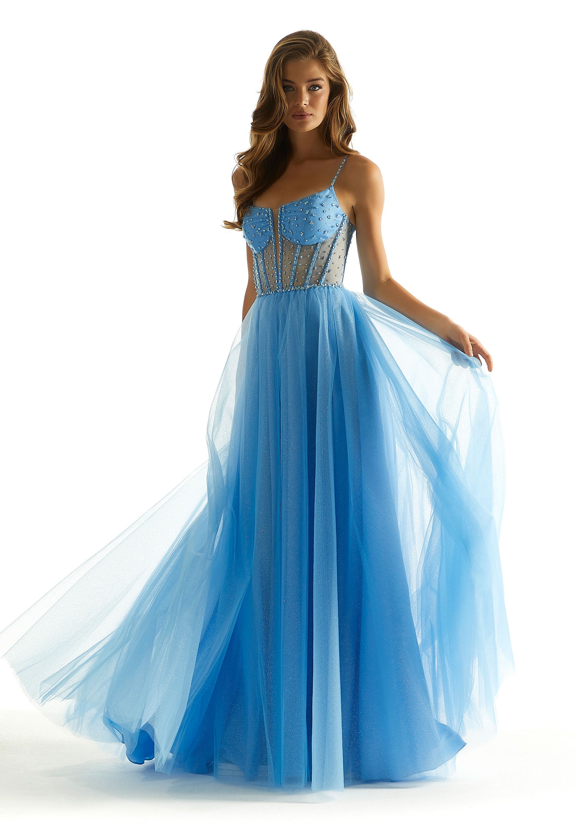 Prom Dresses A Line Formal Long Corset Prom Dress French Blue