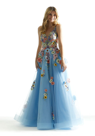 Prom Dresses Prom A Line Long Formal Floral Dress Bahama Blue