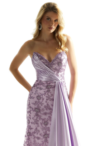 MGNY Madeline Gardner New York 49082 Long Fitted Formal Beaded Lace Prom Dress