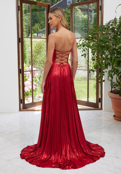 MGNY Madeline Gardner New York 49112 A Line Long Formal Prom Pleated Dress