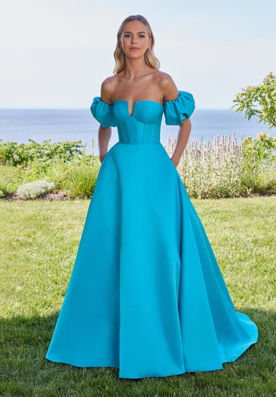 Prom Dresses Long Formal Ball Gown Puff Prom Dress Turquoise