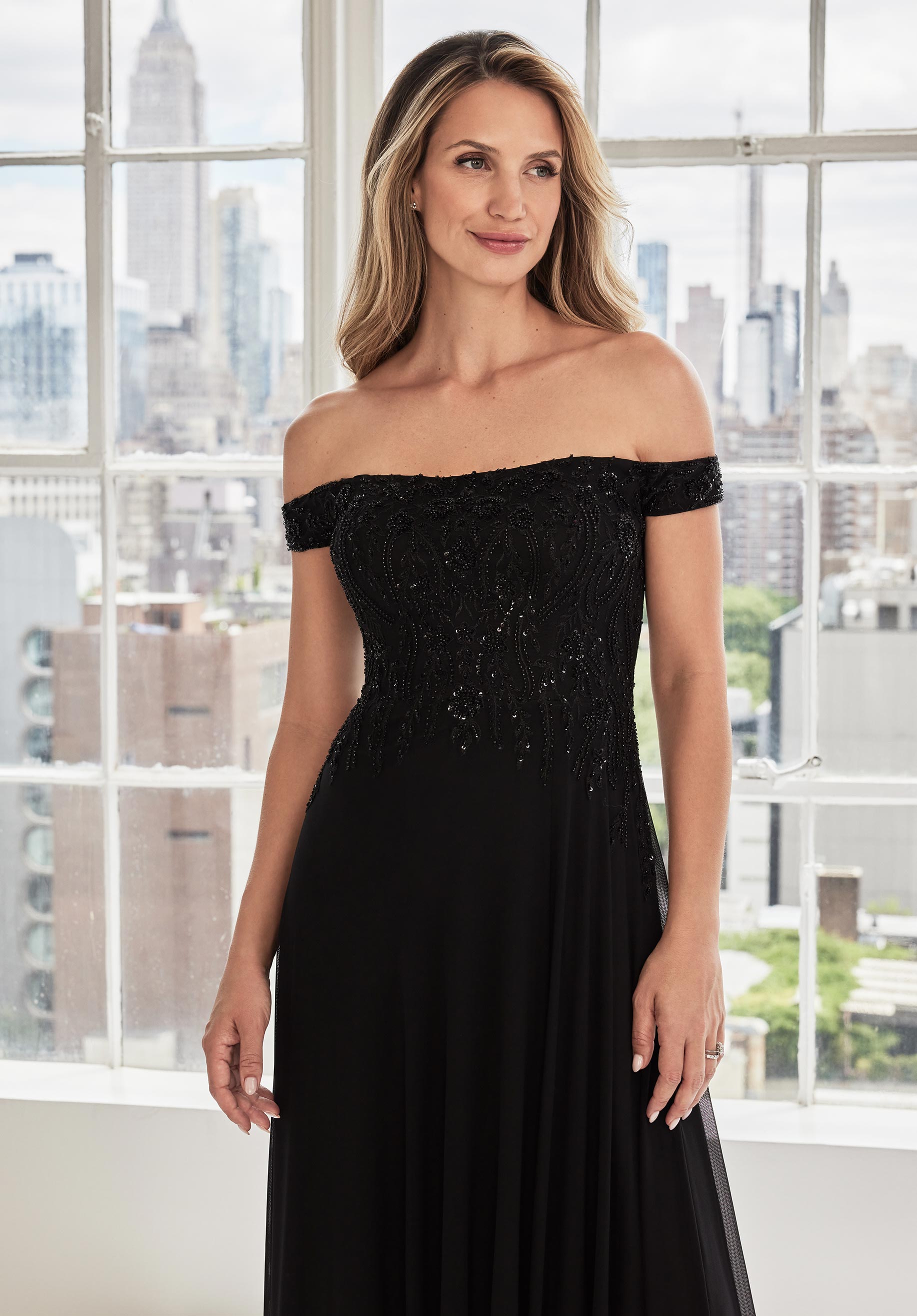 MGNY Madeline Gardner New York 73105 Long Formal Beaded Evening Dress
