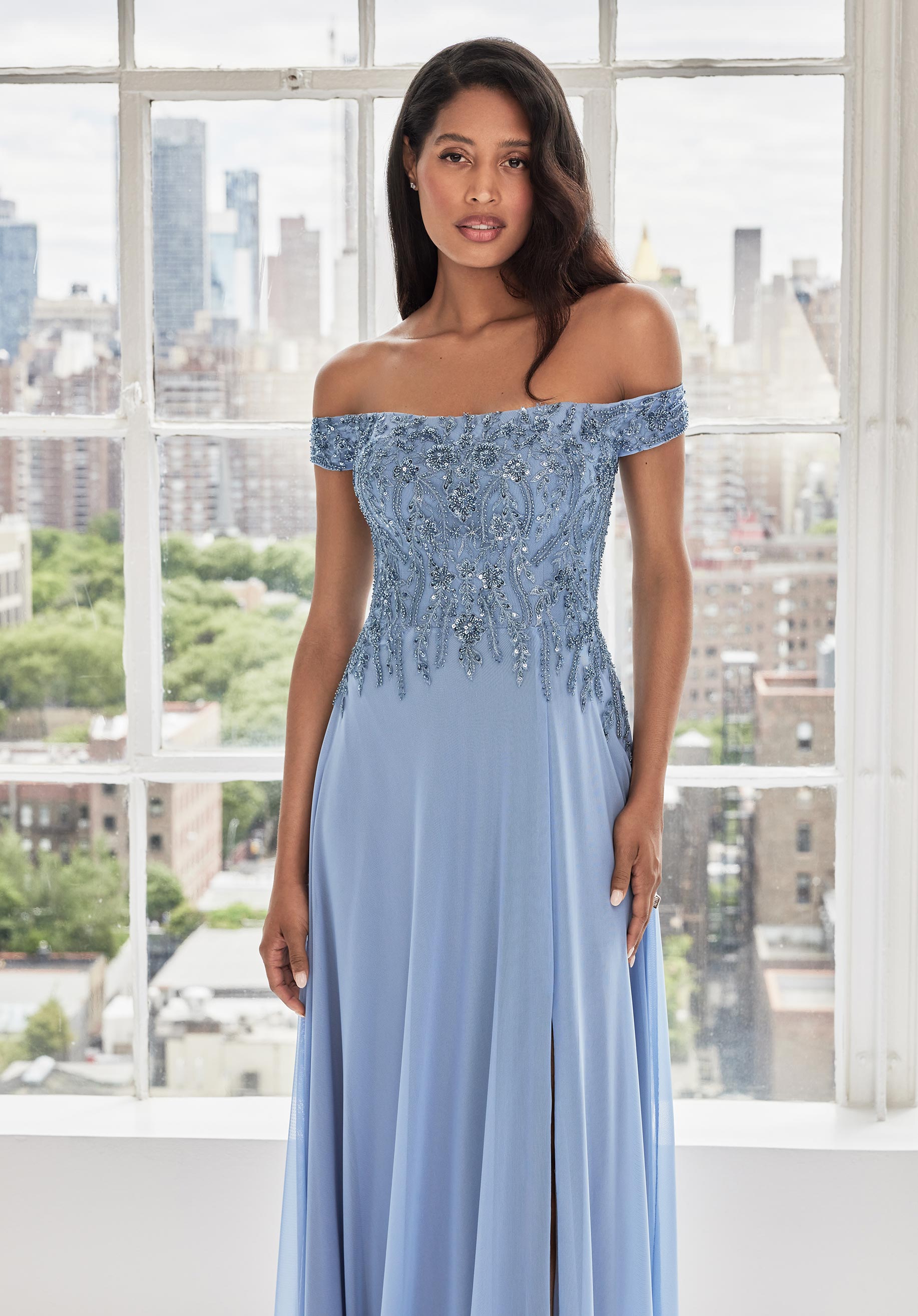 MGNY Madeline Gardner New York 73105 Long Formal Beaded Evening Dress