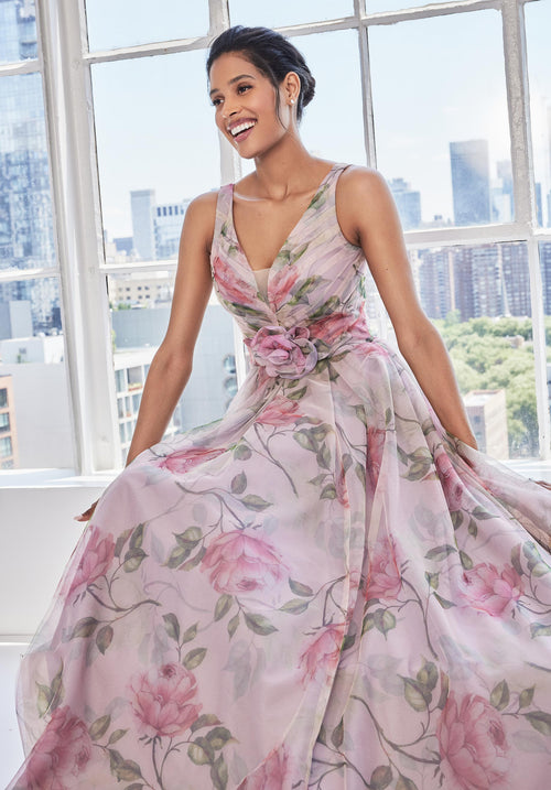 MGNY Madeline Gardner New York 73122 Long Floral A-Line Tulle Gown