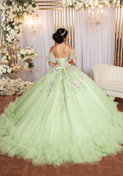 MGNY Madeline Gardner New York 89510 Long Corset Floral Applique Quinceanera Dress