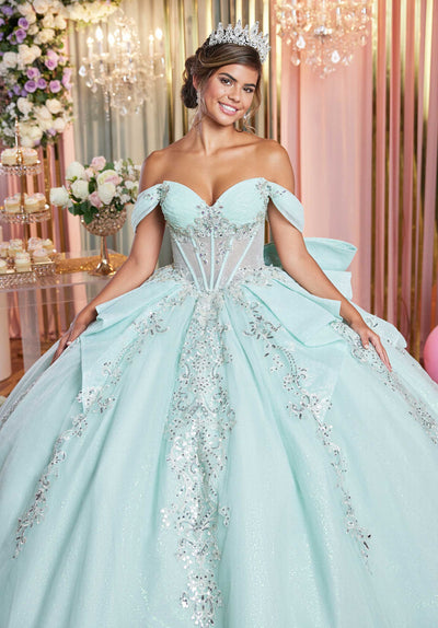 MGNY Madeline Gardner New York 89511 Glitter Pleated Long Quinceañera Dress