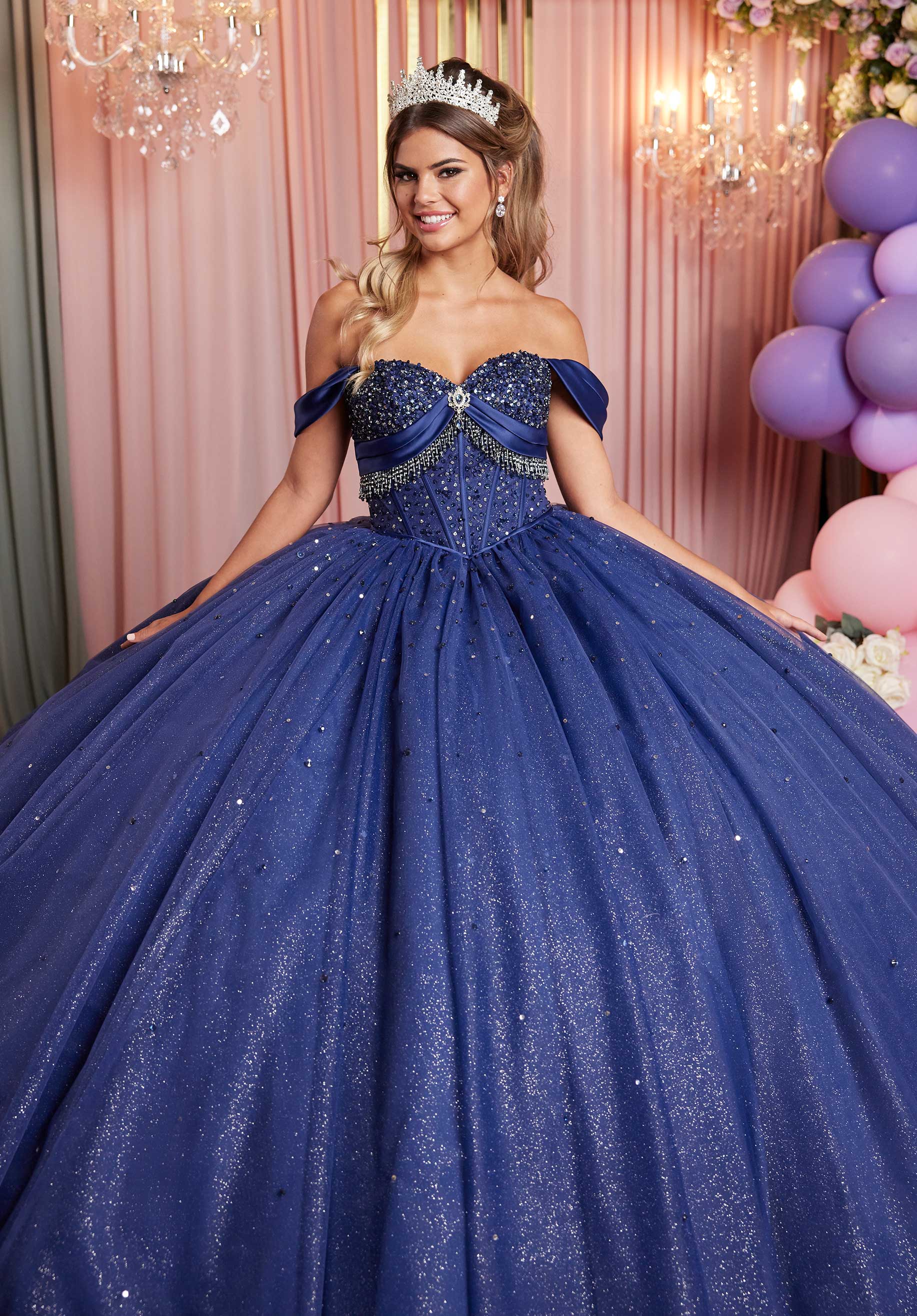 MGNY Madeline Gardner New York 89515 Long Beaded Fringe Quinceanera Dress