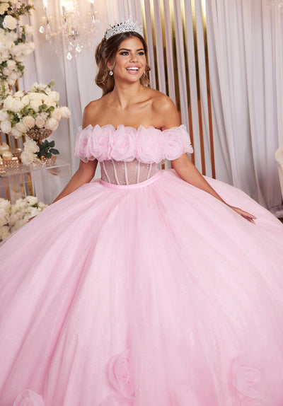 MGNY Madeline Gardner New York 89524 Long Sweet 16 3D Floral Quinceanera Dress