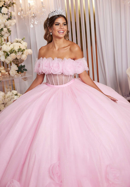 MGNY Madeline Gardner New York 89524 Long Sweet 16 3D Floral Quinceanera Dress