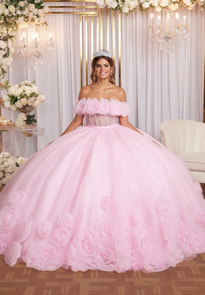 Quinceniera Dresses Long Sweet 16 3D Floral Quinceanera Dress  Pucker Up Pink
