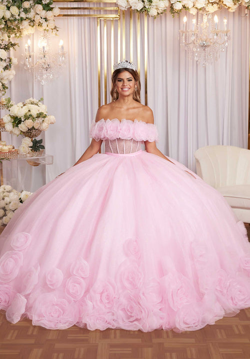 Quinceniera Dresses Long Sweet 16 3D Floral Quinceanera Dress  Pucker Up Pink