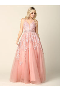 Prom Ballgown Embellished Floral Embroidery A-Line Dress By Eva 5232 - Dress