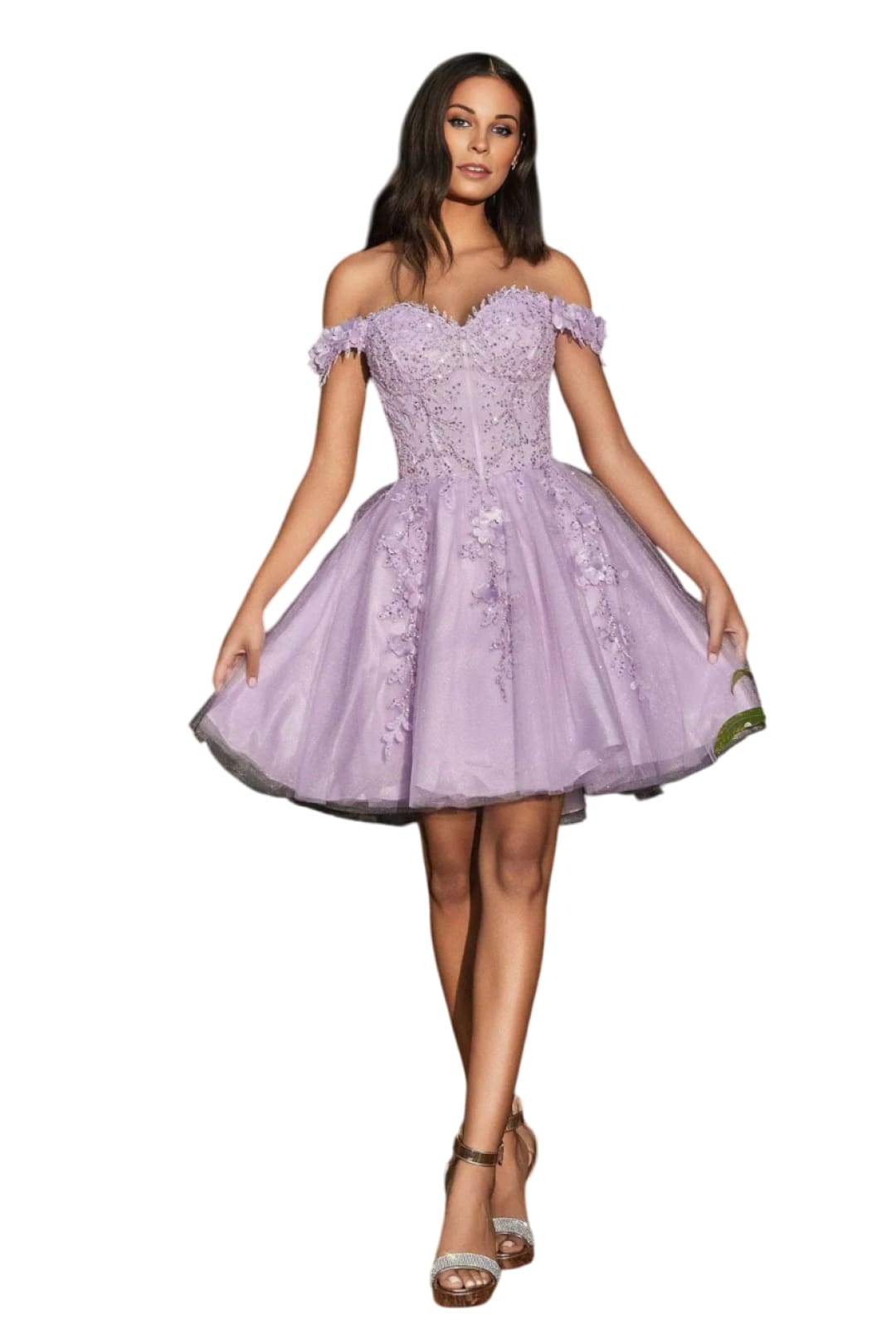 Prom Dress 2025 Floral Short Party Gown - Lilac / XS - Prom