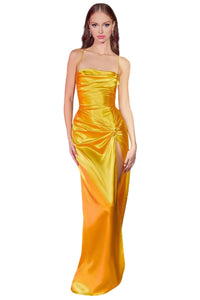 Prom Dress 2025 Metallic Drape Elegant Evening Gown - Yellow / XS - Prom