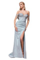 Prom Dress 2025 Off Shoulder Corset Shimmering Long Gown - DUSTY BLUE / 2 - Dress