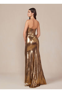 Prom Dress Formal Strapless Metallic Long Sheath Gown by Nox Anabel T1499 - Dress