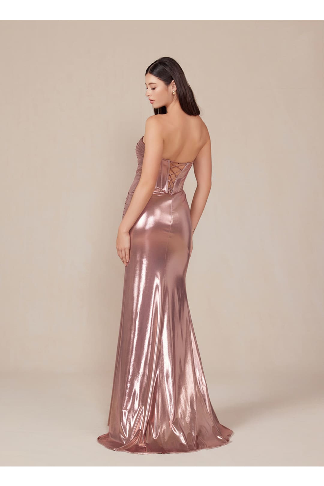 Prom Dress Formal Strapless Metallic Long Sheath Gown by Nox Anabel T1499 - Dress